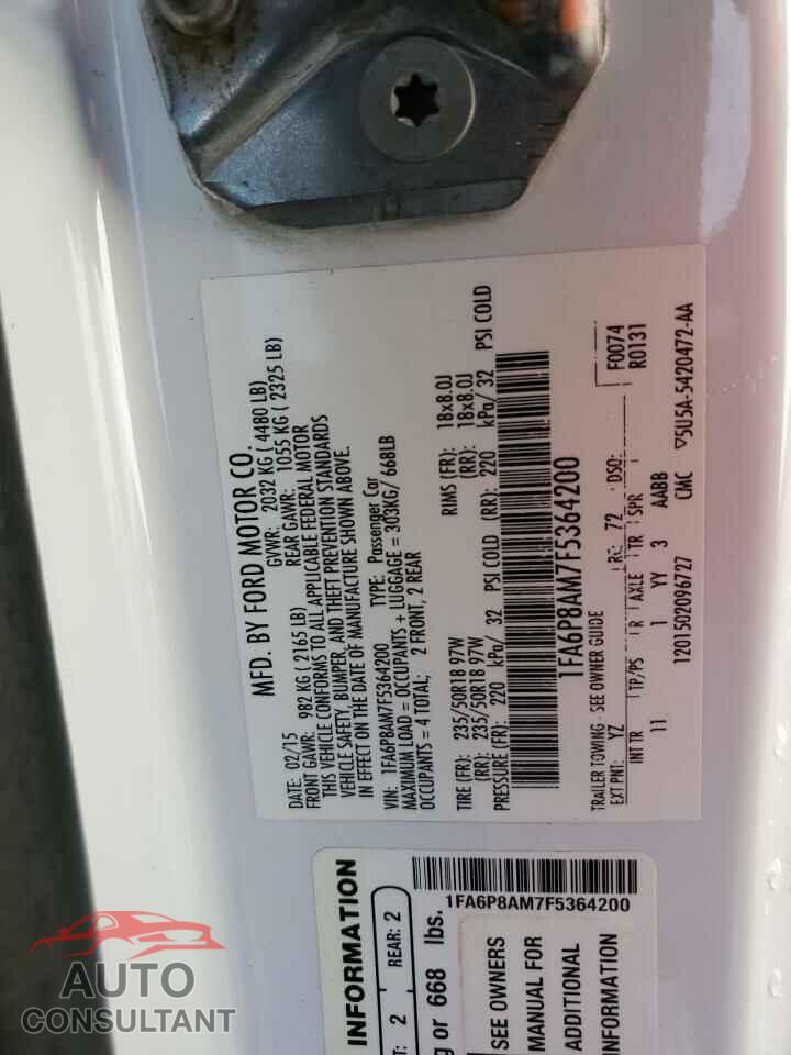 FORD MUSTANG 2015 - 1FA6P8AM7F5364200
