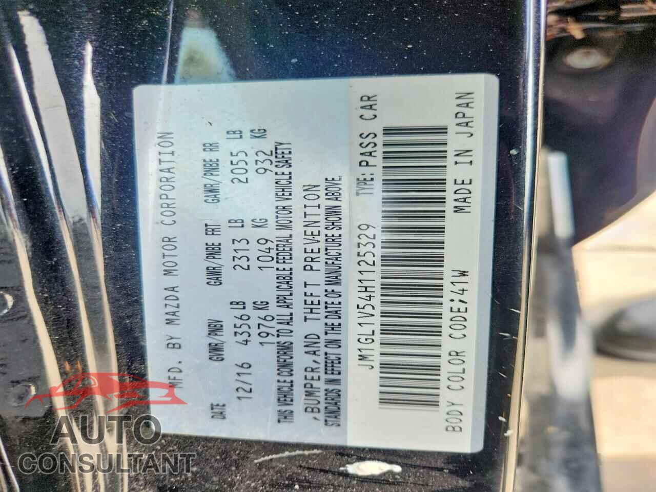 MAZDA 6 2017 - JM1GL1V54H1125329