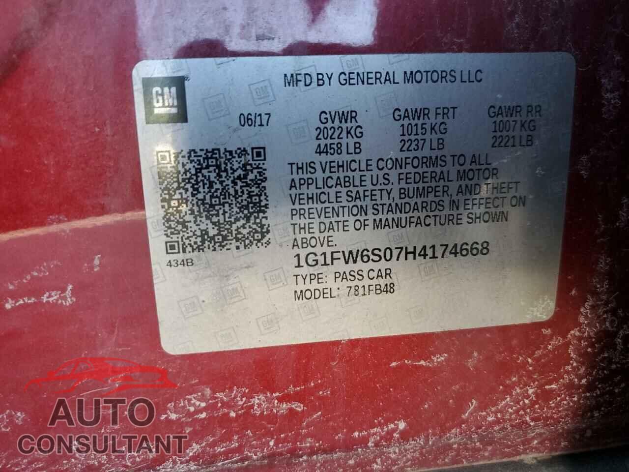 CHEVROLET BOLT 2017 - 1G1FW6S07H4174668