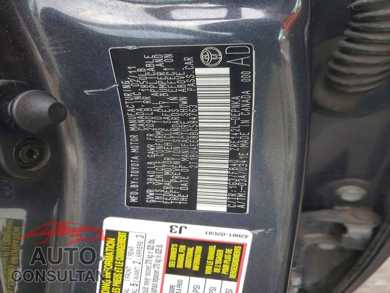 TOYOTA COROLLA 2011 - 2T1BU4EE8BC584763