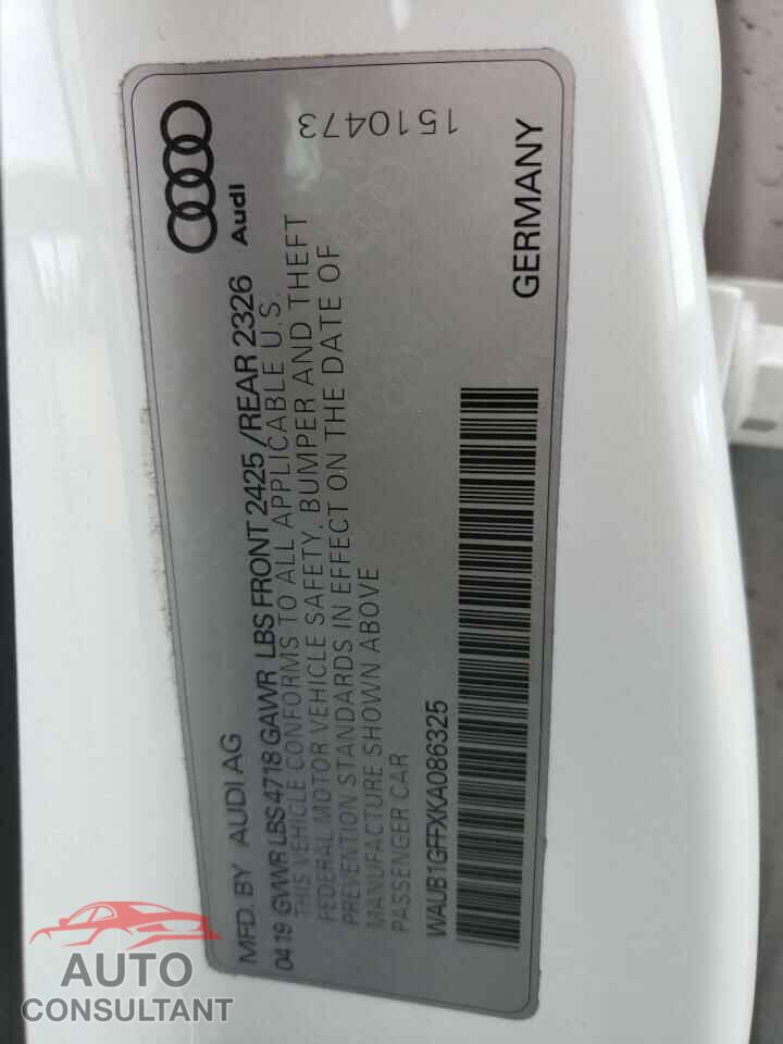 AUDI S3 2019 - WAUB1GFFXKA086325