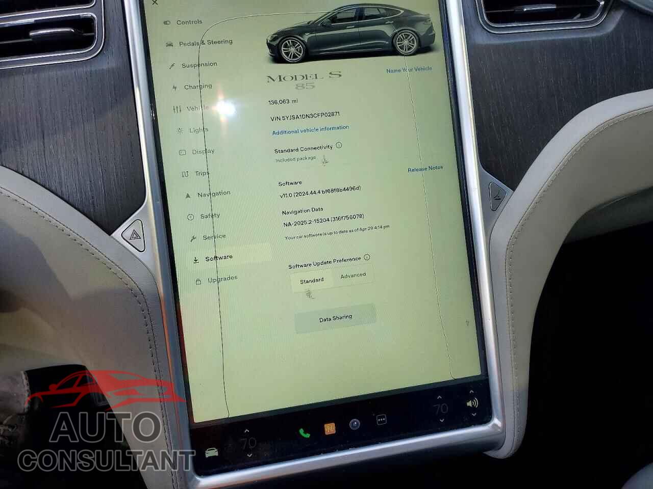 TESLA MODEL S 2012 - 5YJSA1DN3CFP02871