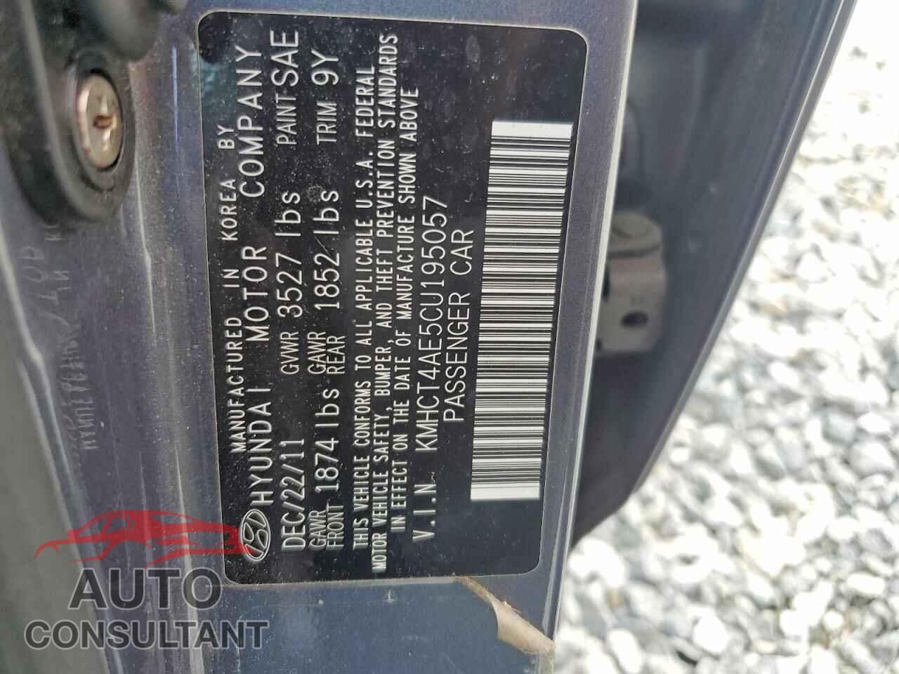 HYUNDAI ACCENT 2012 - KMHCT4AE5CU195057
