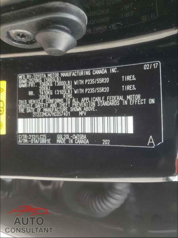 LEXUS RX350 2017 - 2T2ZZMCA7HC057401