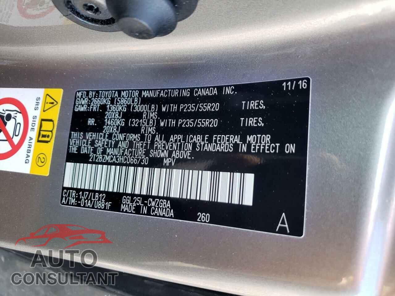 LEXUS RX350 2017 - 2T2BZMCA3HC066730