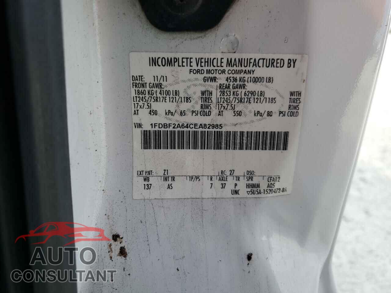FORD F250 2012 - 1FDBF2A64CEA82985
