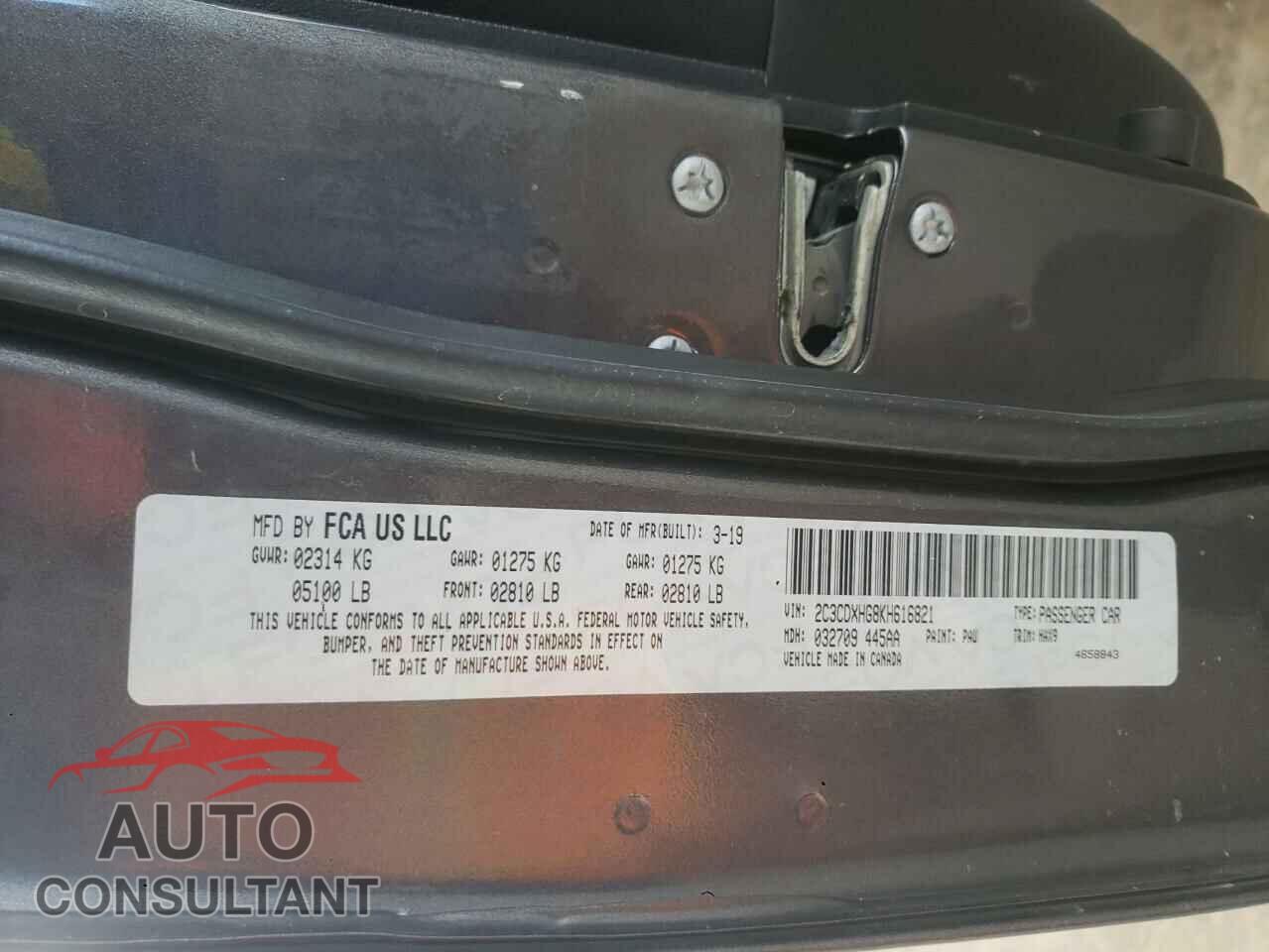 DODGE CHARGER 2019 - 2C3CDXHG8KH616821