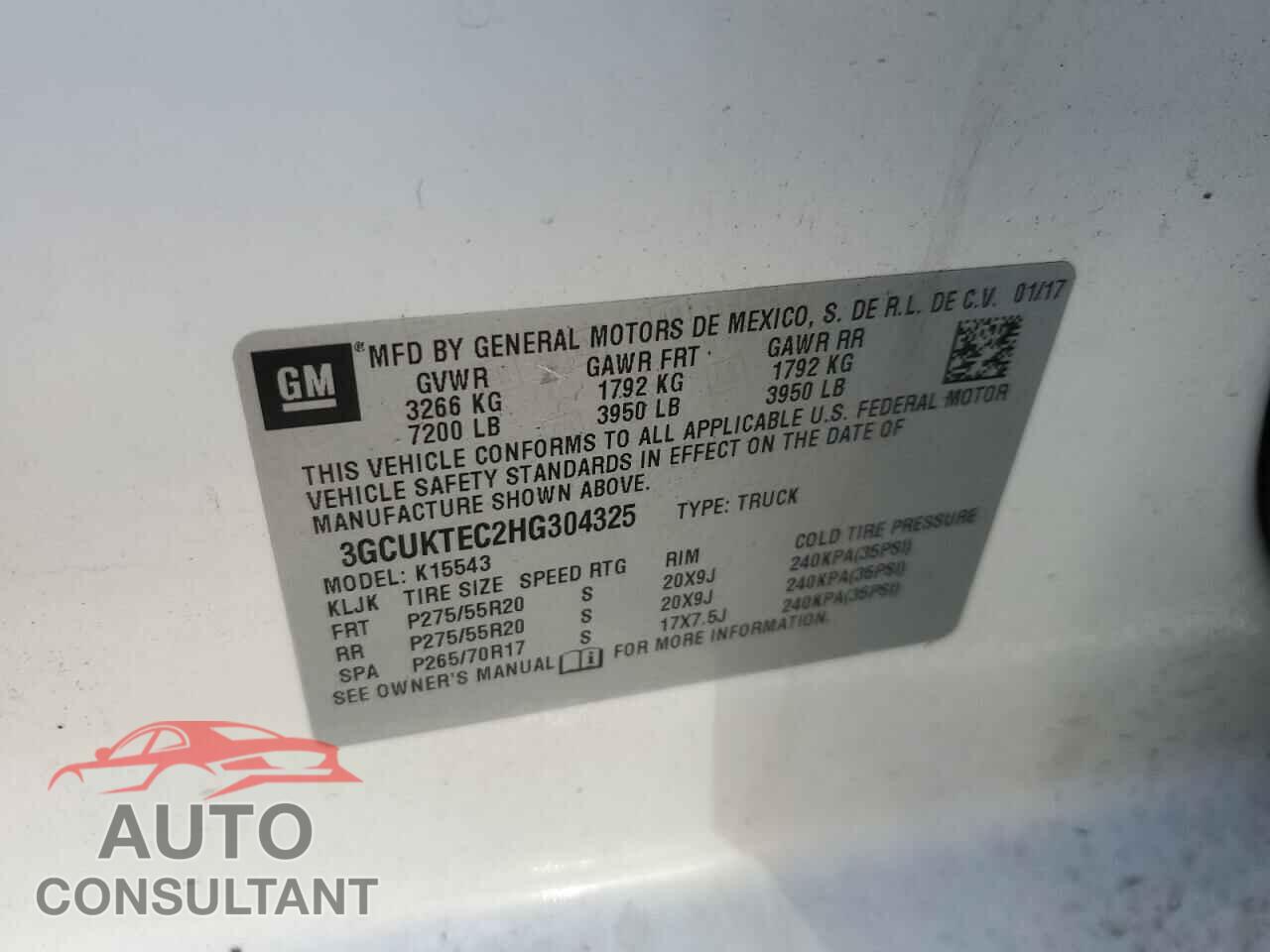 CHEVROLET SILVERADO 2017 - 3GCUKTEC2HG304325
