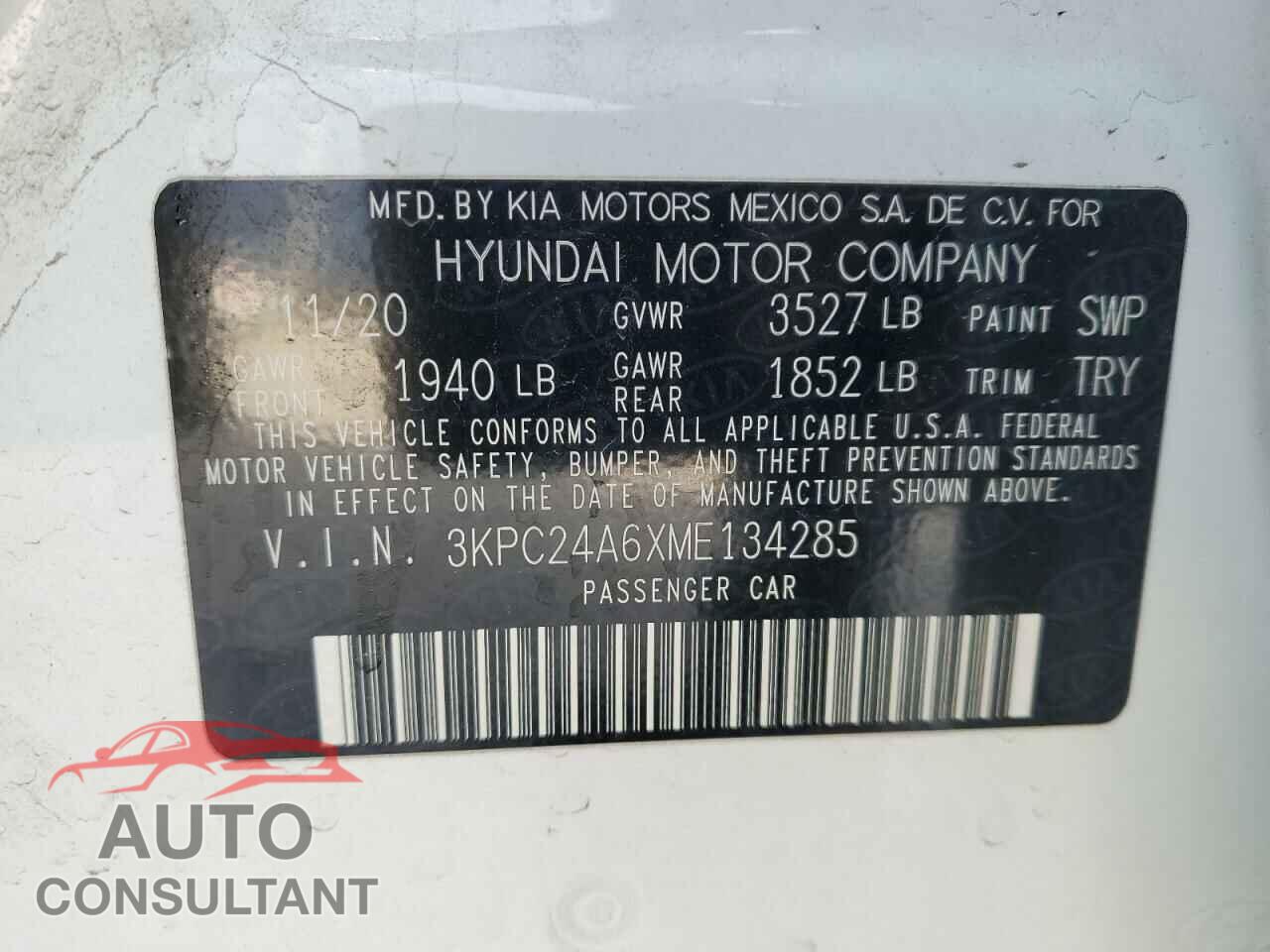 HYUNDAI ACCENT 2021 - 3KPC24A6XME134285