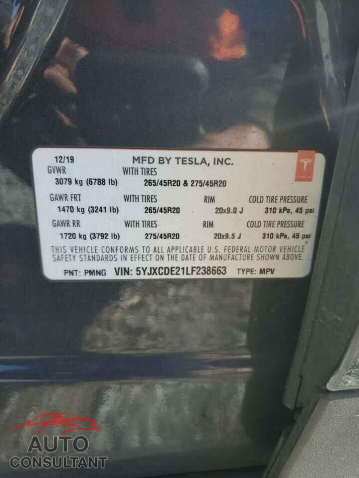 TESLA MODEL X 2020 - 5YJXCDE21LF238663