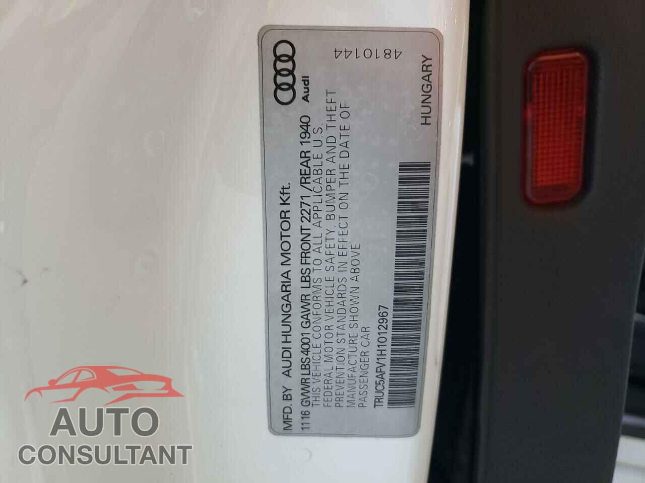 AUDI TT 2017 - TRUC5AFV1H1012967