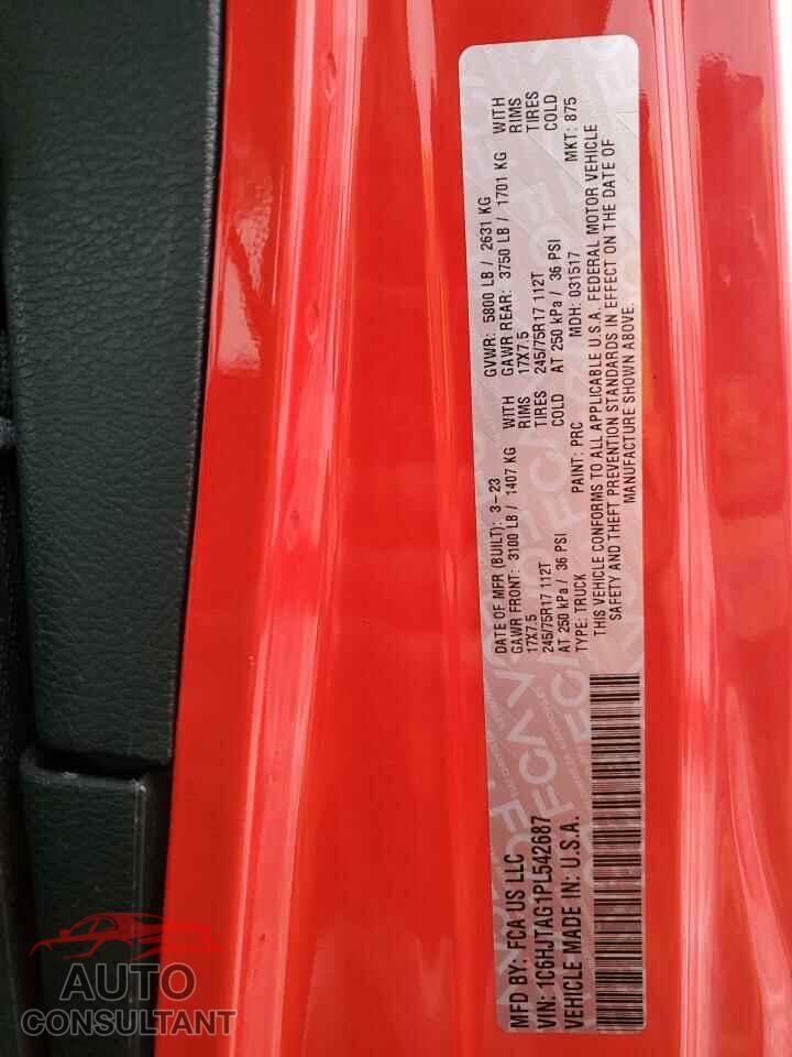 JEEP GLADIATOR 2023 - 1C6HJTAG1PL542687