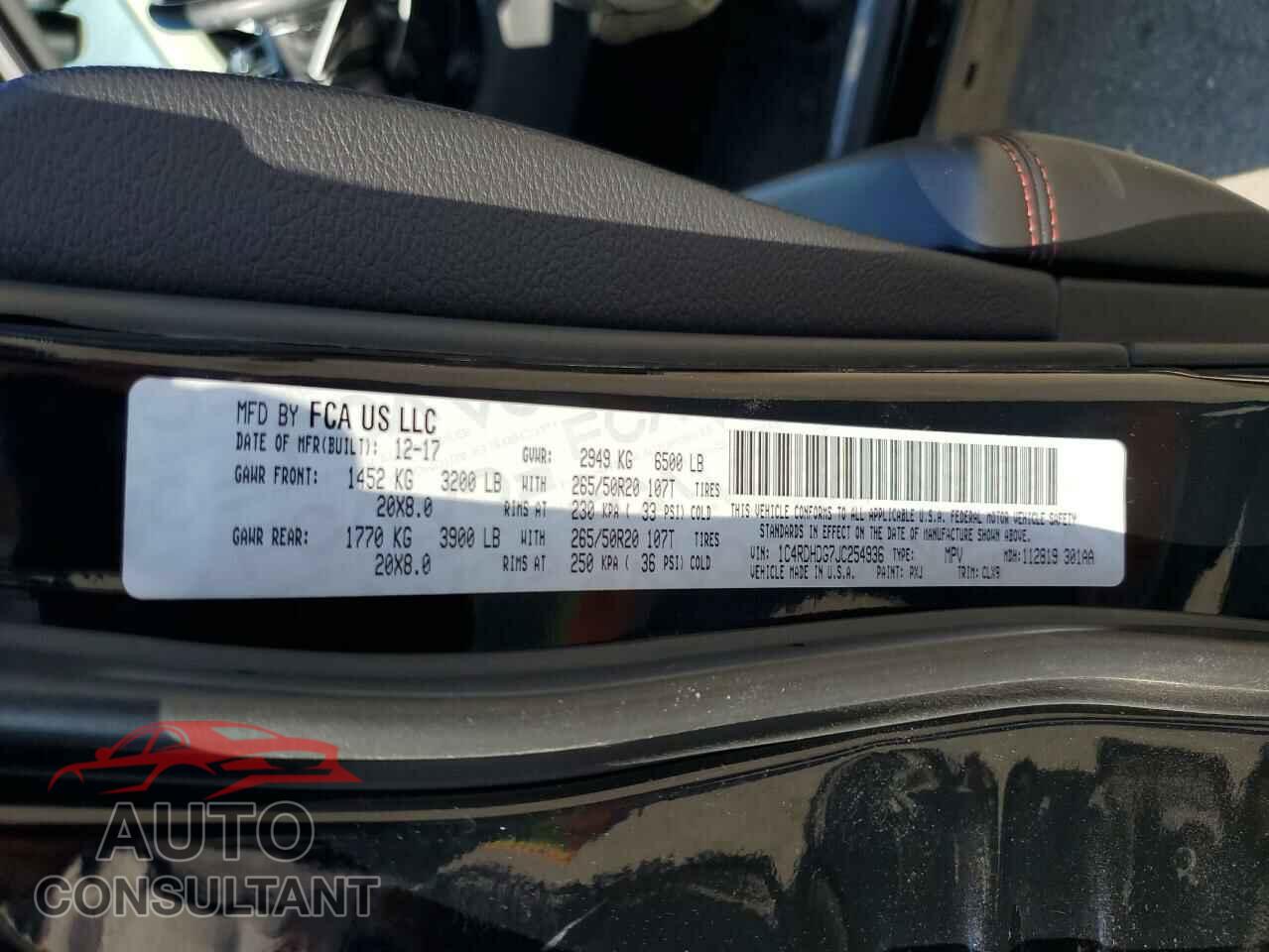 DODGE DURANGO 2018 - 1C4RDHDG7JC254936