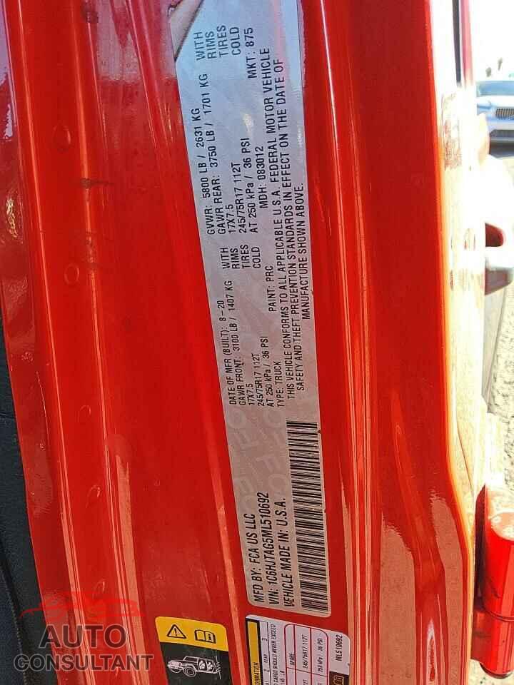 JEEP GLADIATOR 2021 - 1C6HJTAG5ML510692