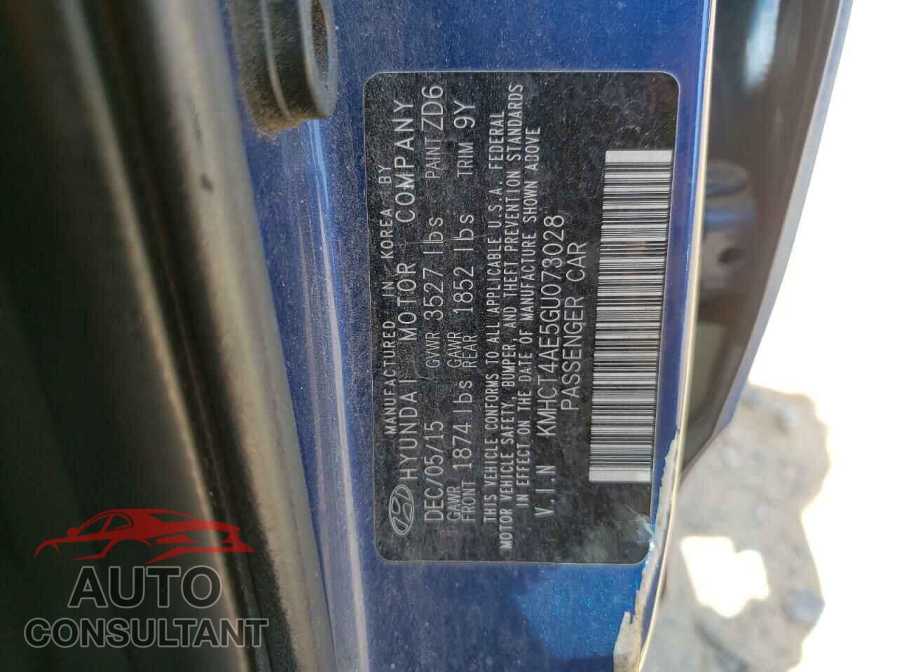 HYUNDAI ACCENT 2016 - KMHCT4AE5GU073028