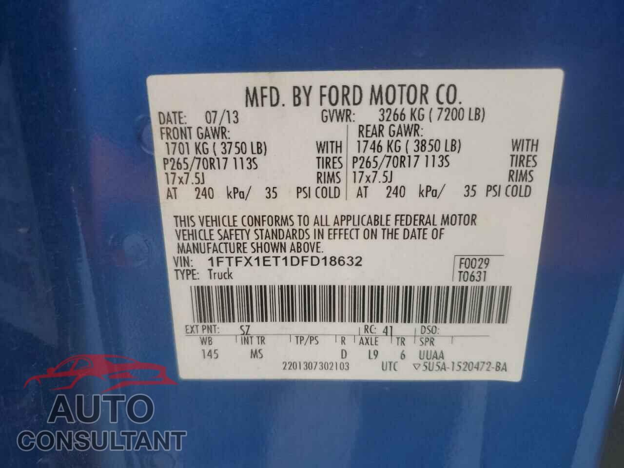 FORD F-150 2013 - 1FTFX1ET1DFD18632