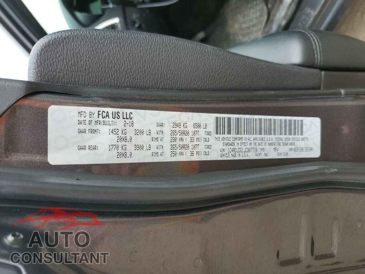 DODGE DURANGO 2018 - 1C4RDJDG1JC307718