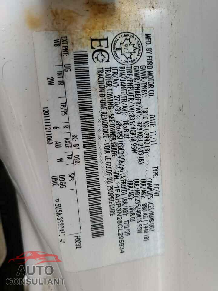FORD FOCUS 2012 - 1FAHP3N28CL295934