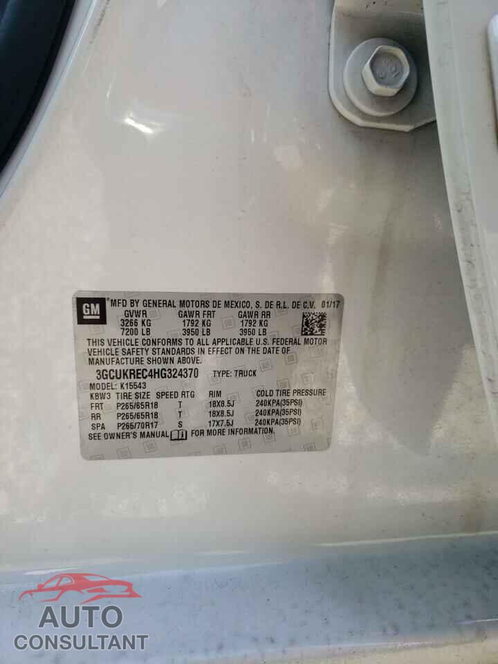 CHEVROLET SILVERADO 2017 - 3GCUKREC4HG324370