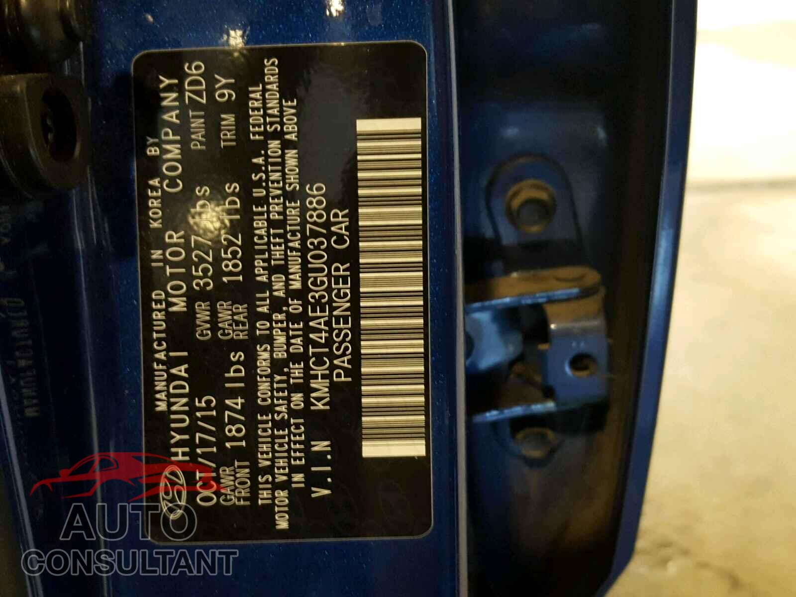 HYUNDAI ACCENT 2016 - KMHCT4AE3GU037886