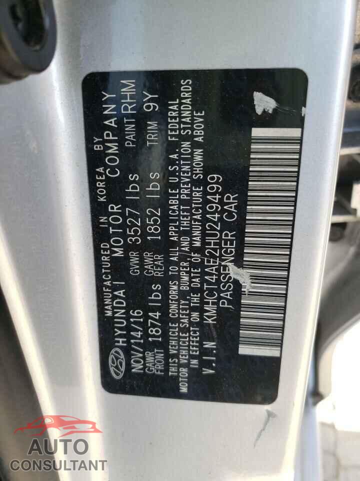 HYUNDAI ACCENT 2017 - KMHCT4AE2HU249499