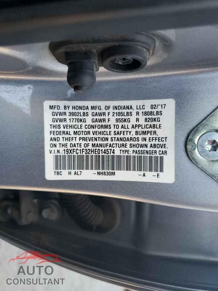 HONDA CIVIC 2017 - 19XFC1F32HE014574
