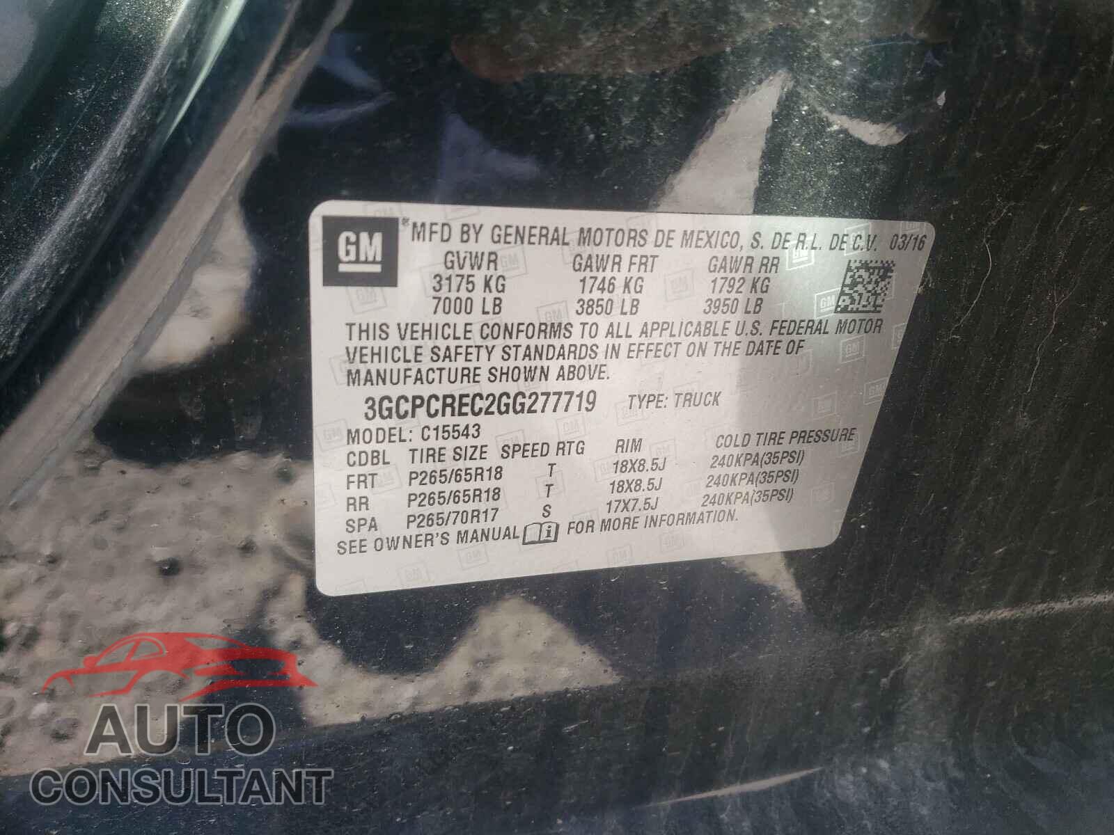 CHEVROLET SILVERADO 2016 - 3GCPCREC2GG277719
