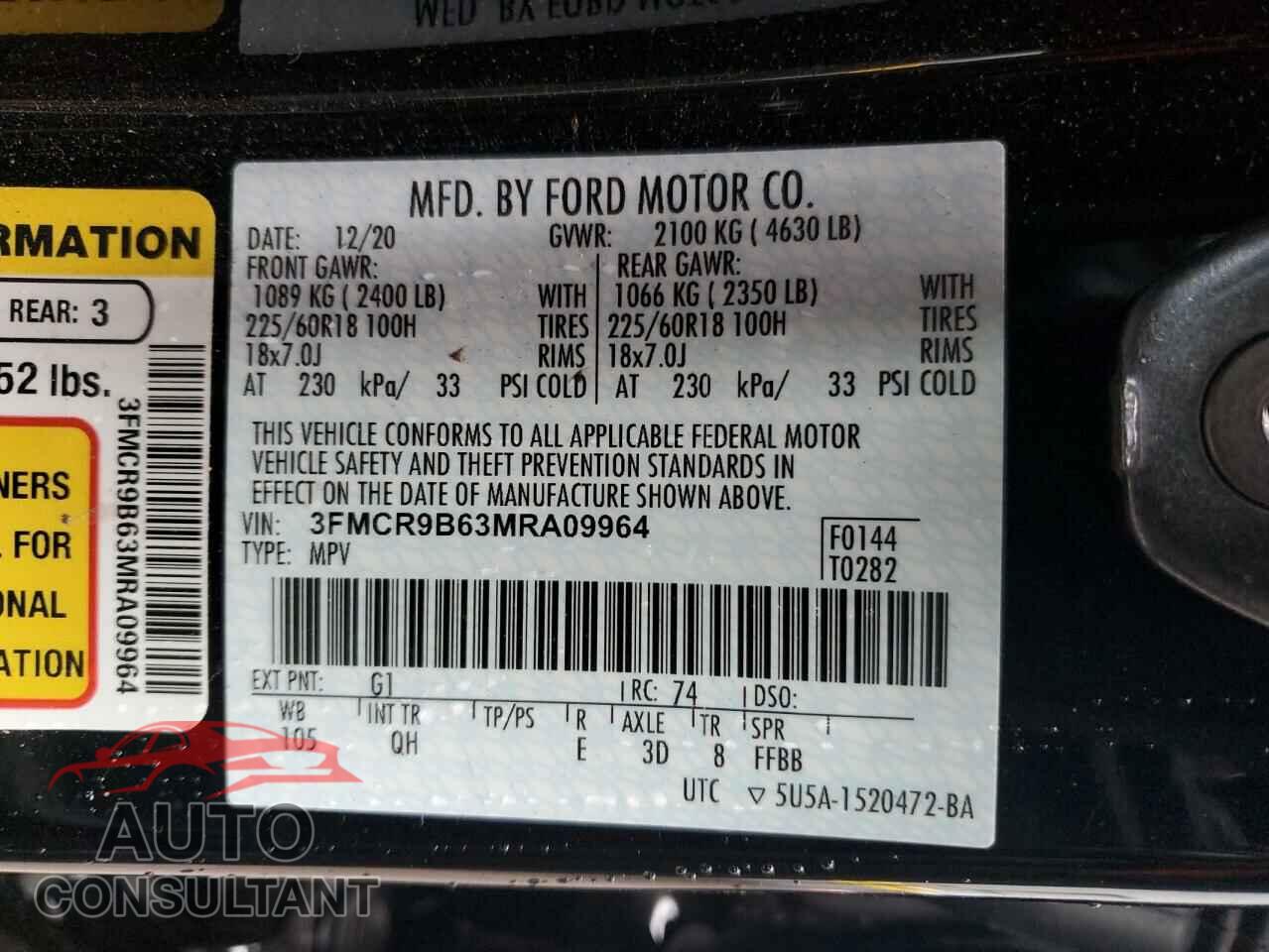 FORD BRONCO 2021 - 3FMCR9B63MRA09964