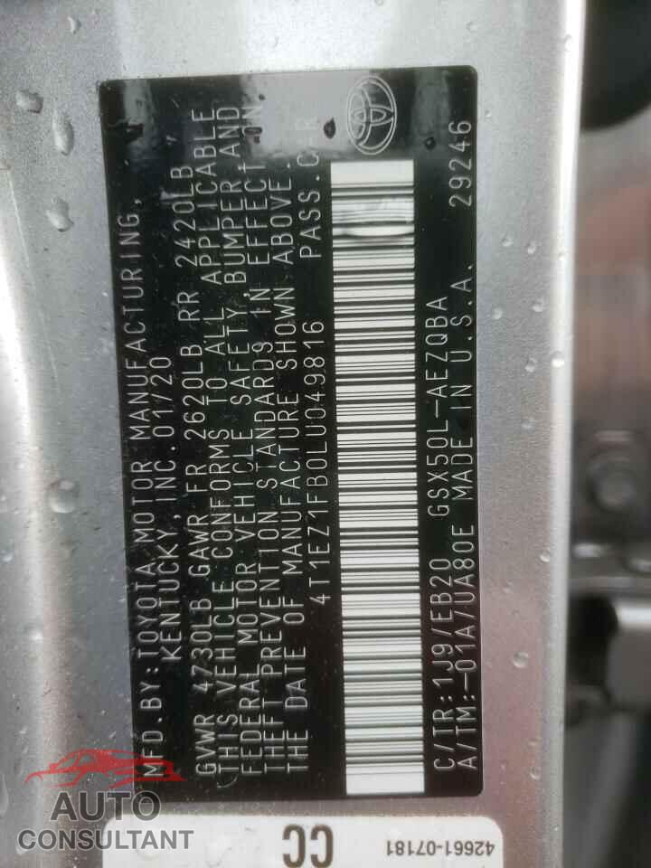 TOYOTA AVALON 2020 - 4T1EZ1FB0LU049816