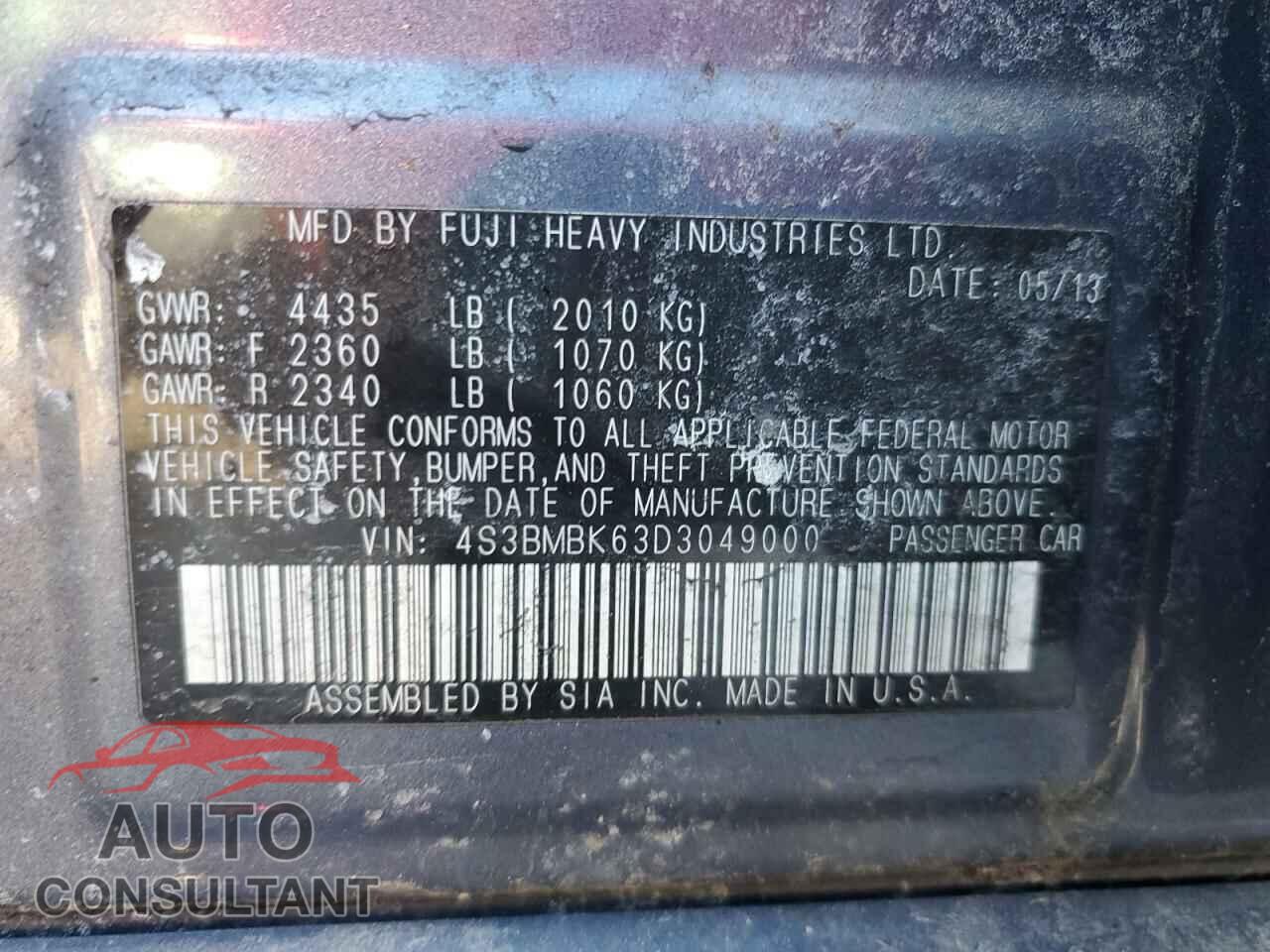 SUBARU LEGACY 2013 - 4S3BMBK63D3049000