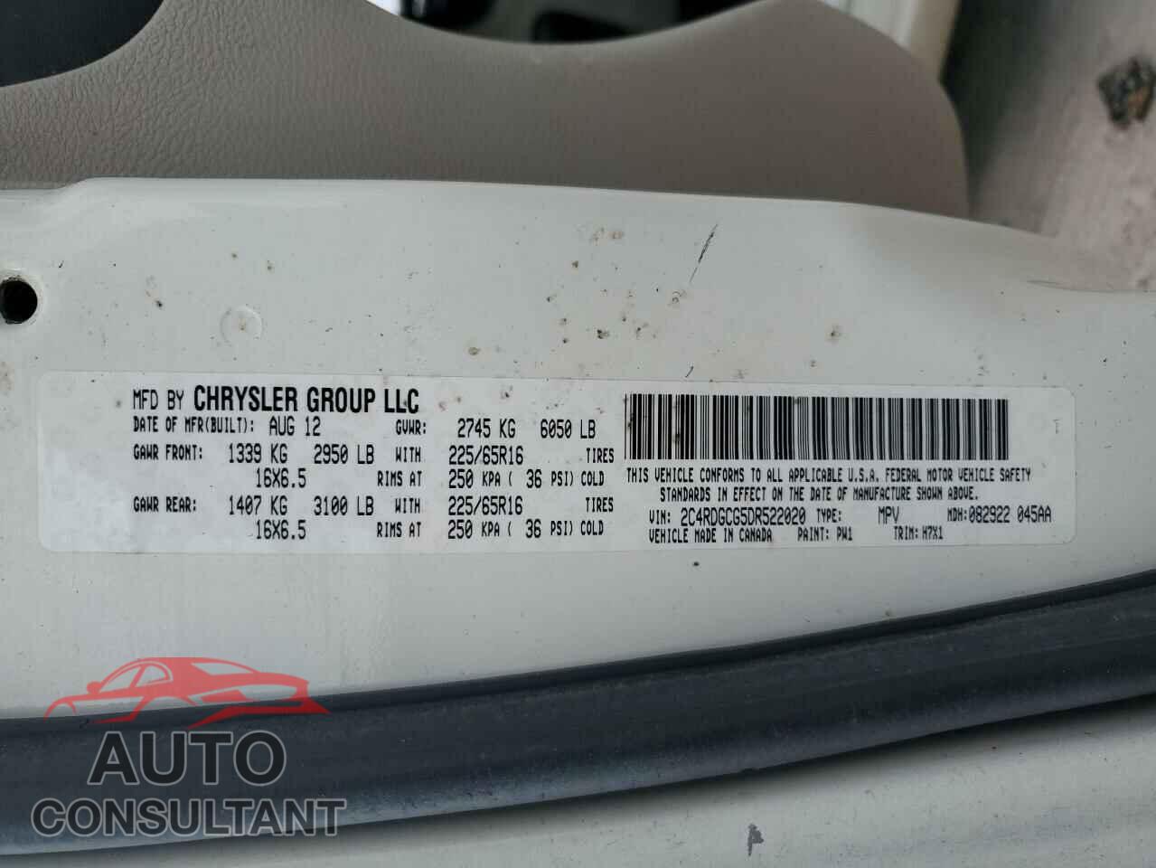 DODGE CARAVAN 2013 - 2C4RDGCG5DR522020