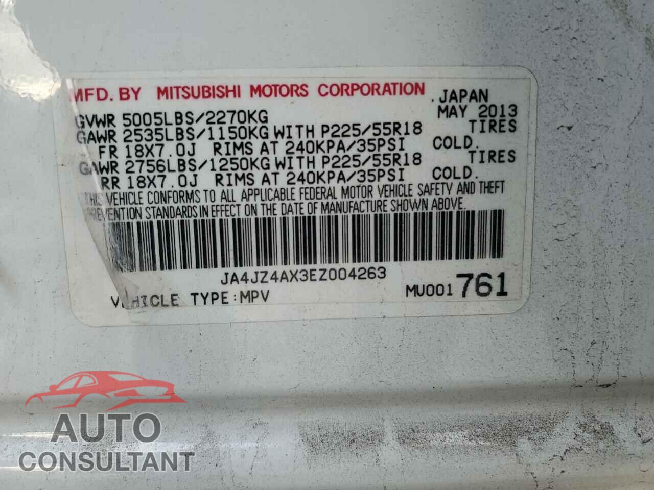 MITSUBISHI OUTLANDER 2014 - JA4JZ4AX3EZ004263