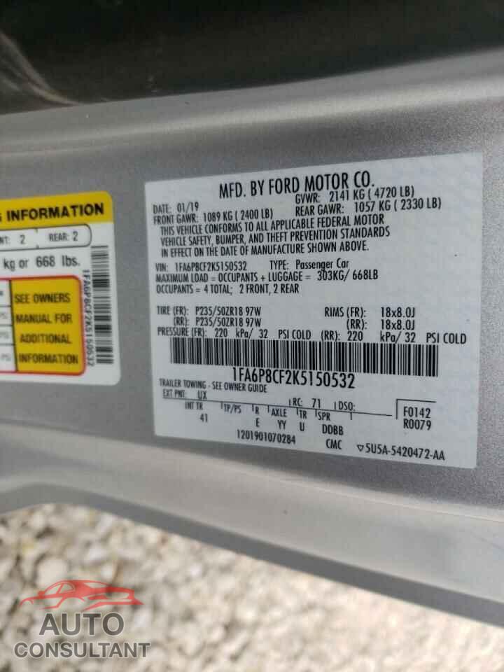 FORD MUSTANG 2019 - 1FA6P8CF2K5150532