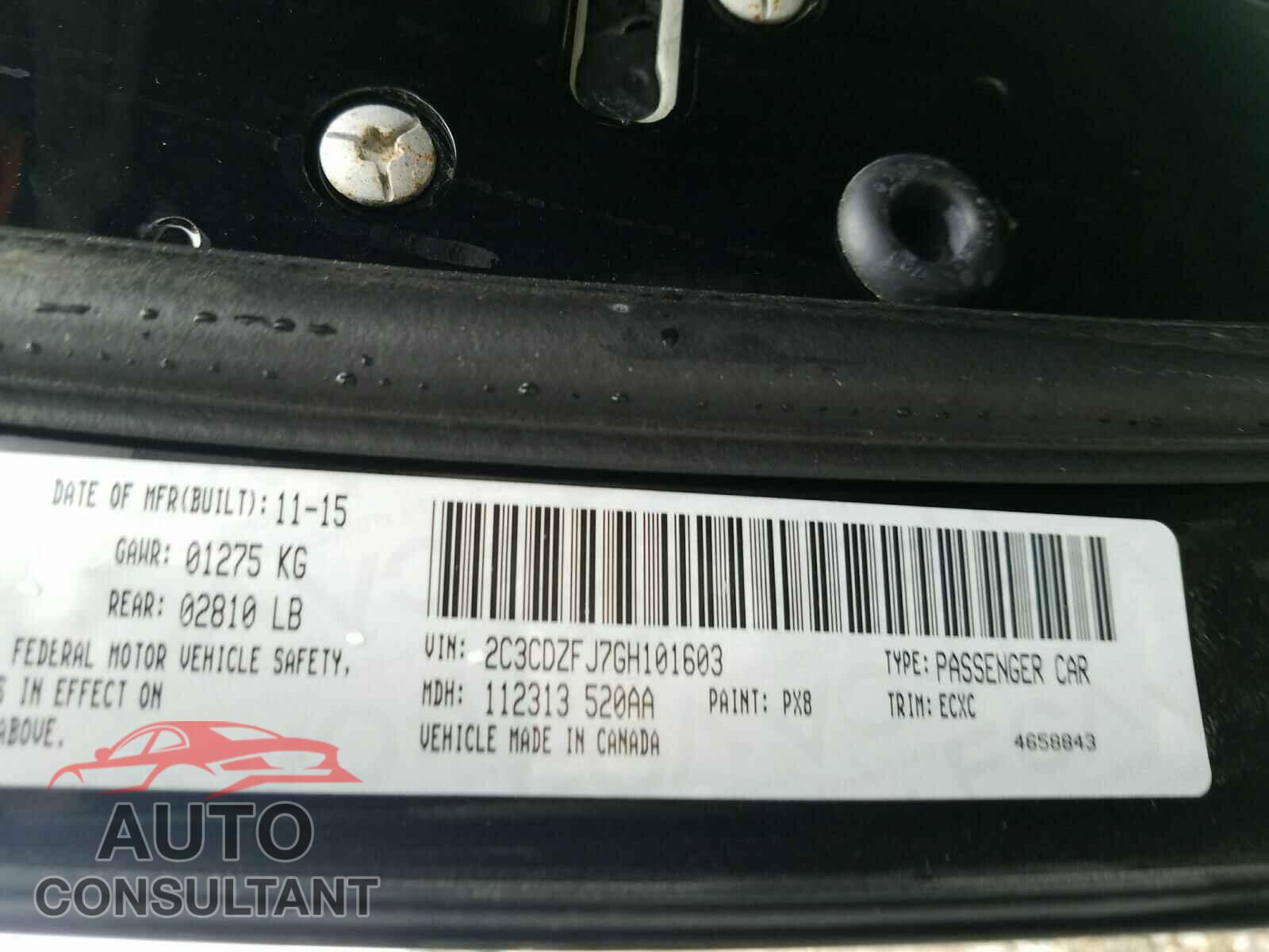 DODGE CHALLENGER 2016 - 2C3CDZFJ7GH101603