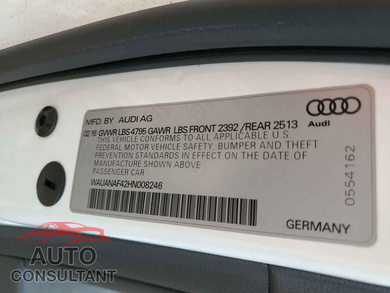 AUDI A4 2017 - WAUANAF42HN008246