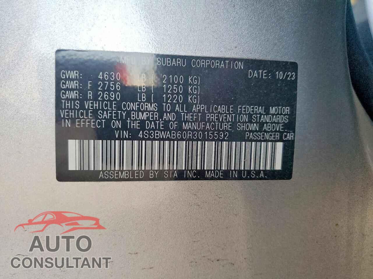 SUBARU LEGACY 2024 - 4S3BWAB60R3015592