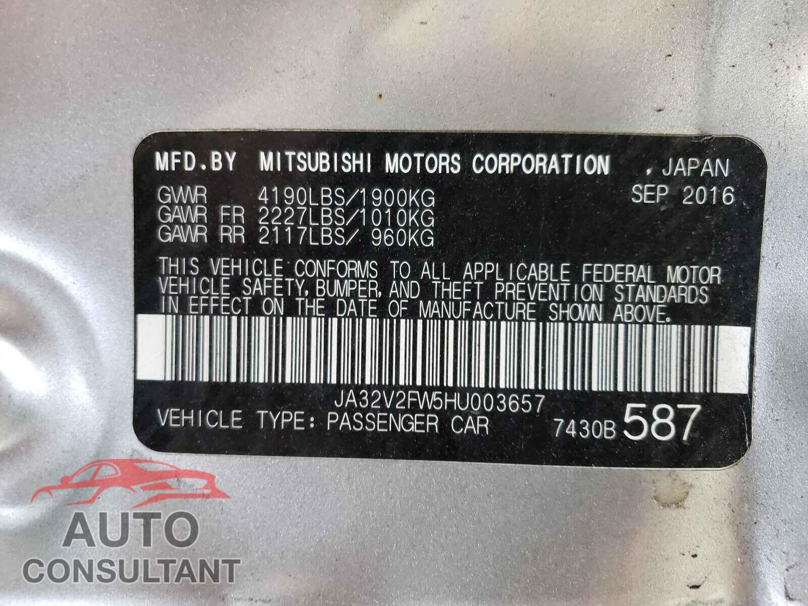 MITSUBISHI LANCER 2017 - JA32V2FW5HU003657