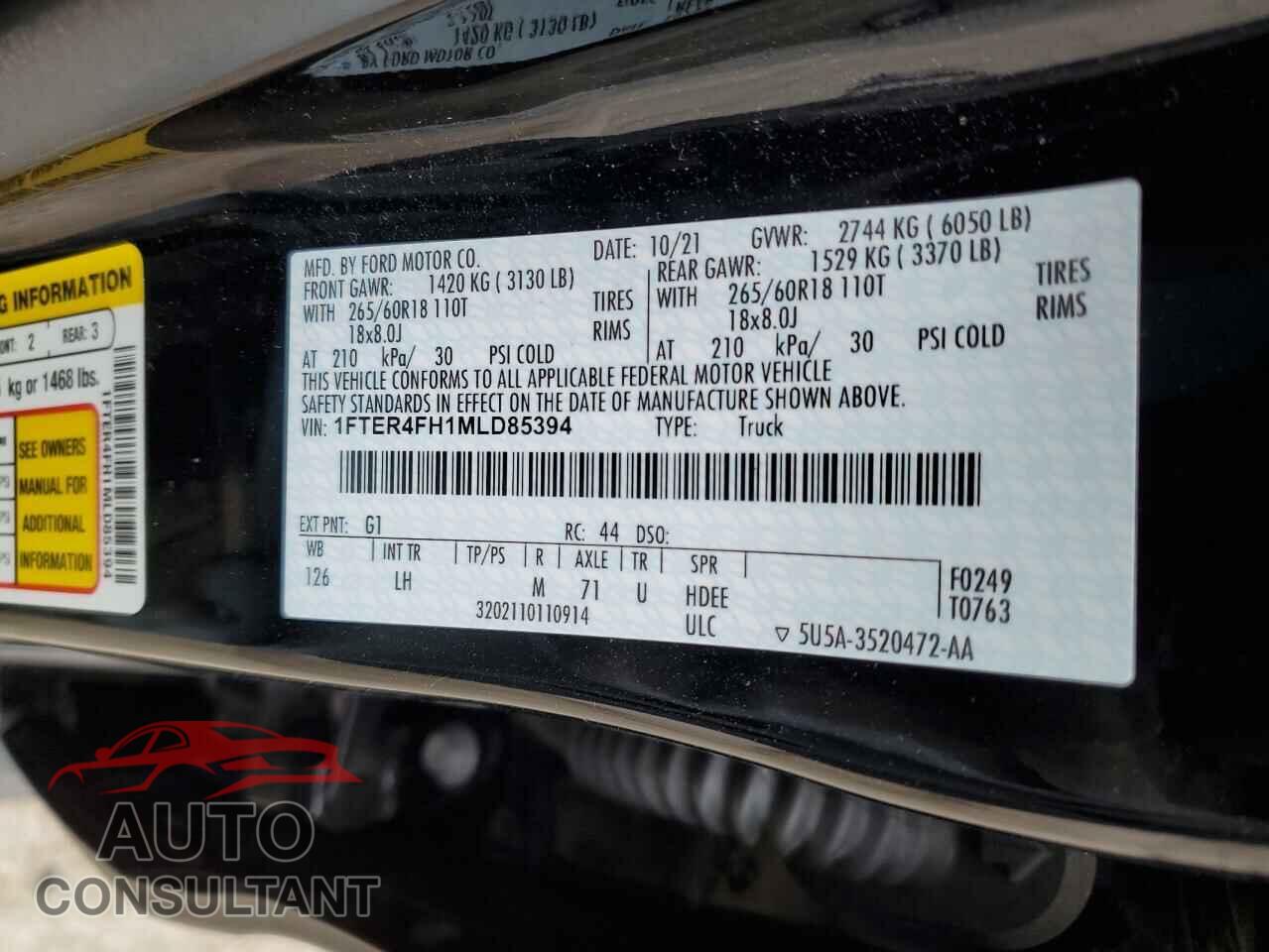 FORD RANGER 2021 - 1FTER4FH1MLD85394