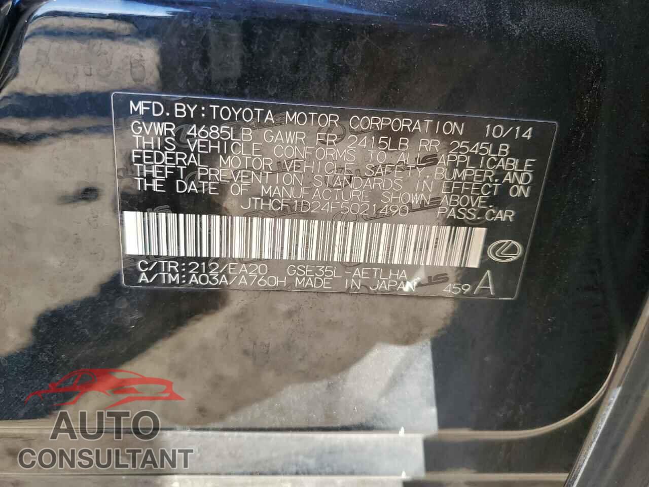 LEXUS IS 2015 - JTHCF1D24F5021490