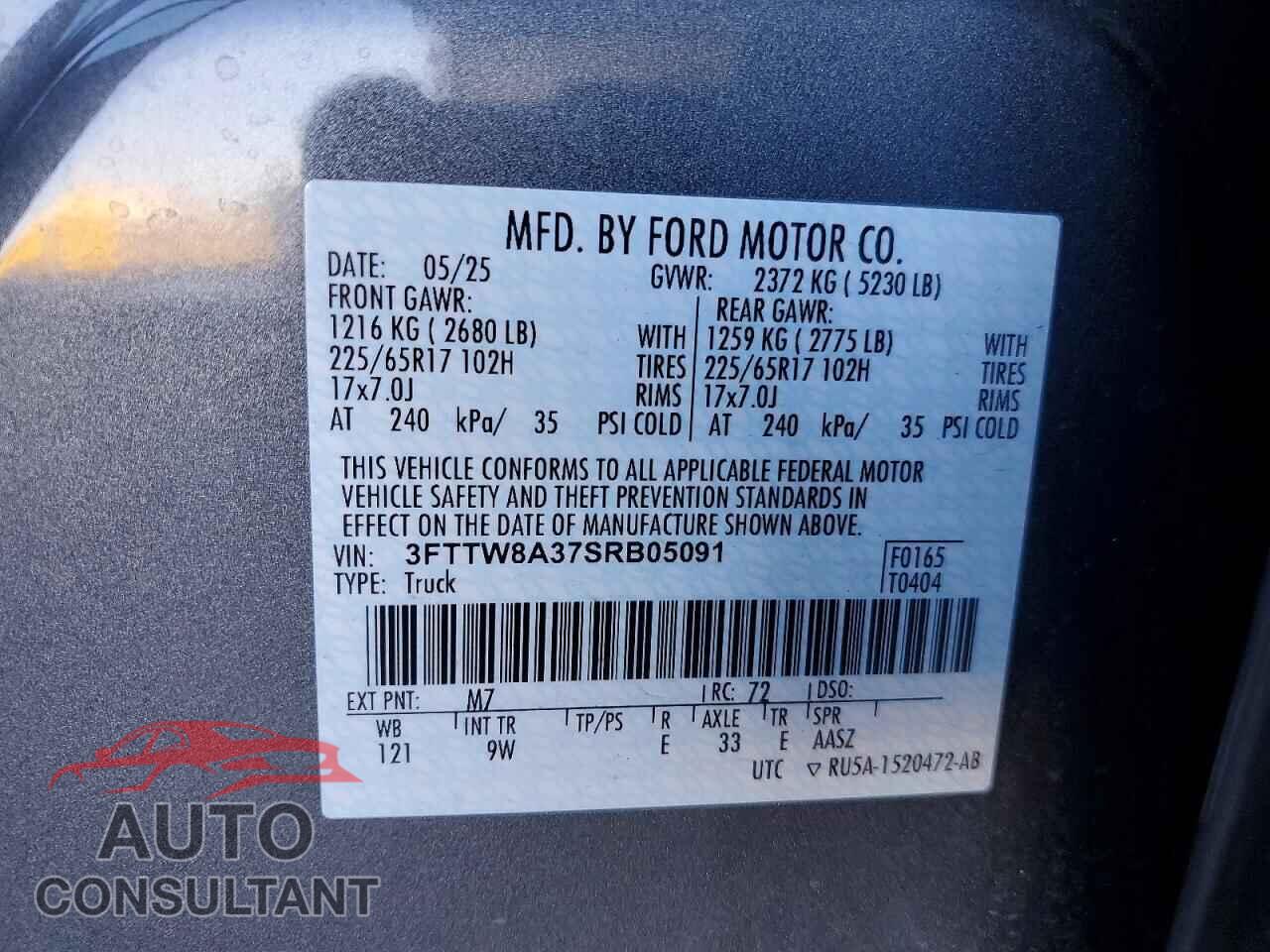 FORD MAVERICK X 2025 - 3FTTW8A37SRB05091