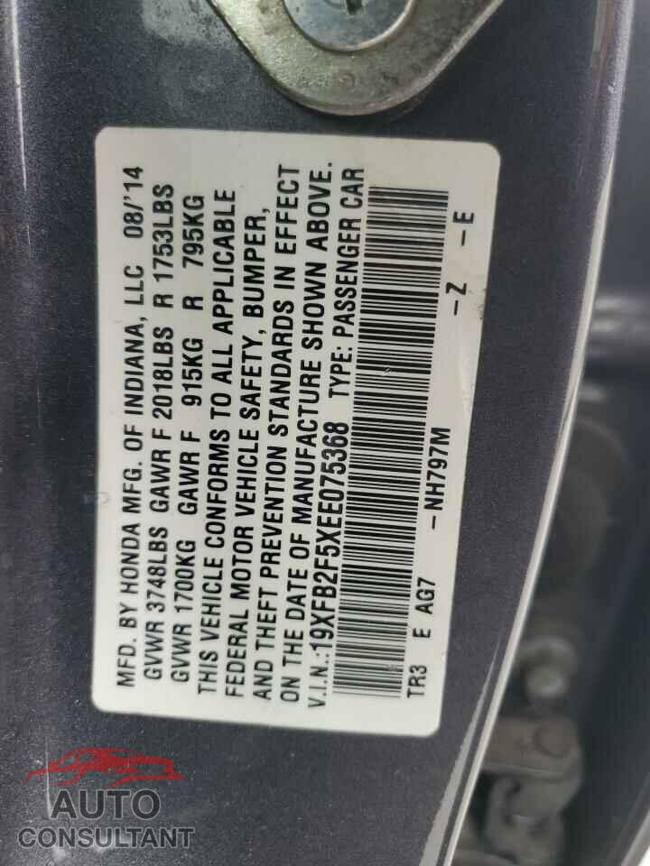 HONDA CIVIC 2014 - 19XFB2F5XEE075368