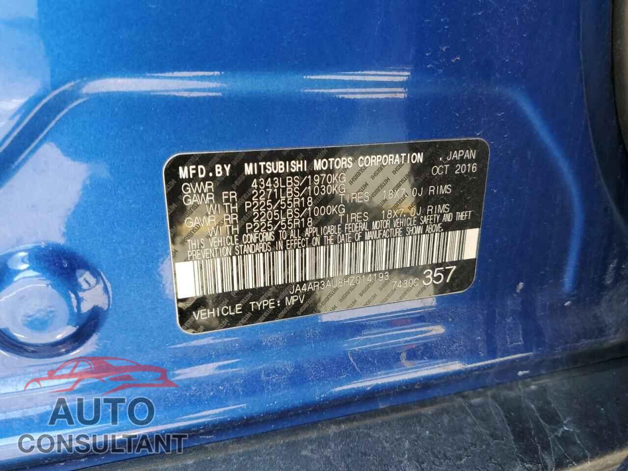 MITSUBISHI OUTLANDER 2017 - JA4AR3AU8HZ014193