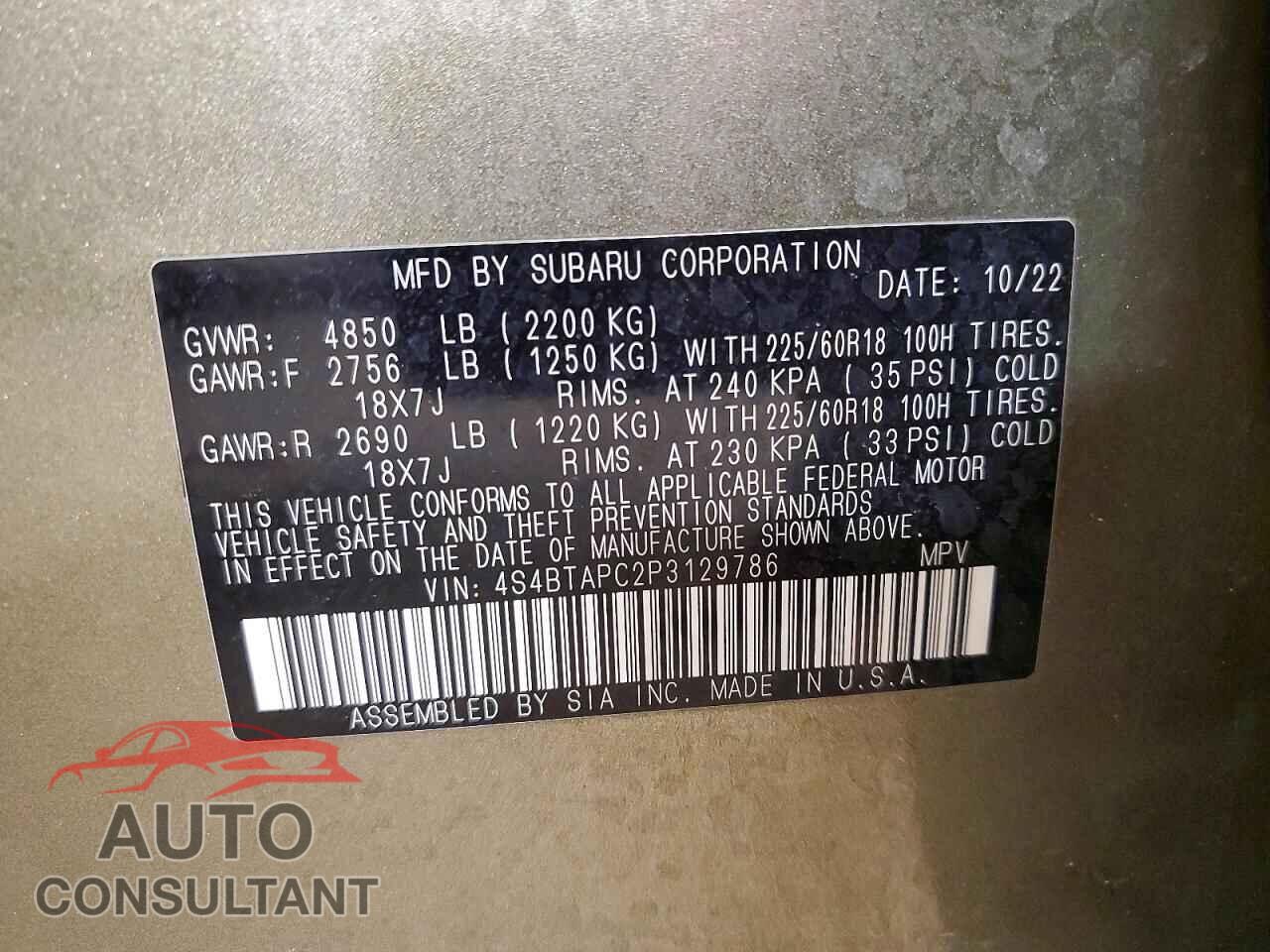 SUBARU OUTBACK 2023 - 4S4BTAPC2P3129786