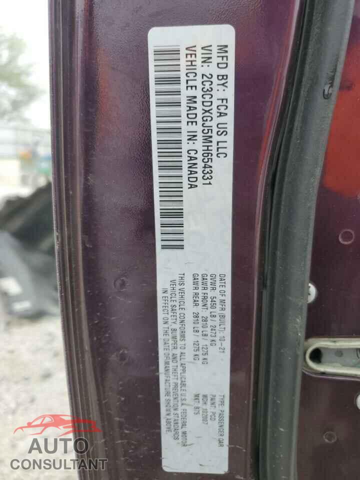 DODGE CHARGER 2021 - 2C3CDXGJ5MH654331