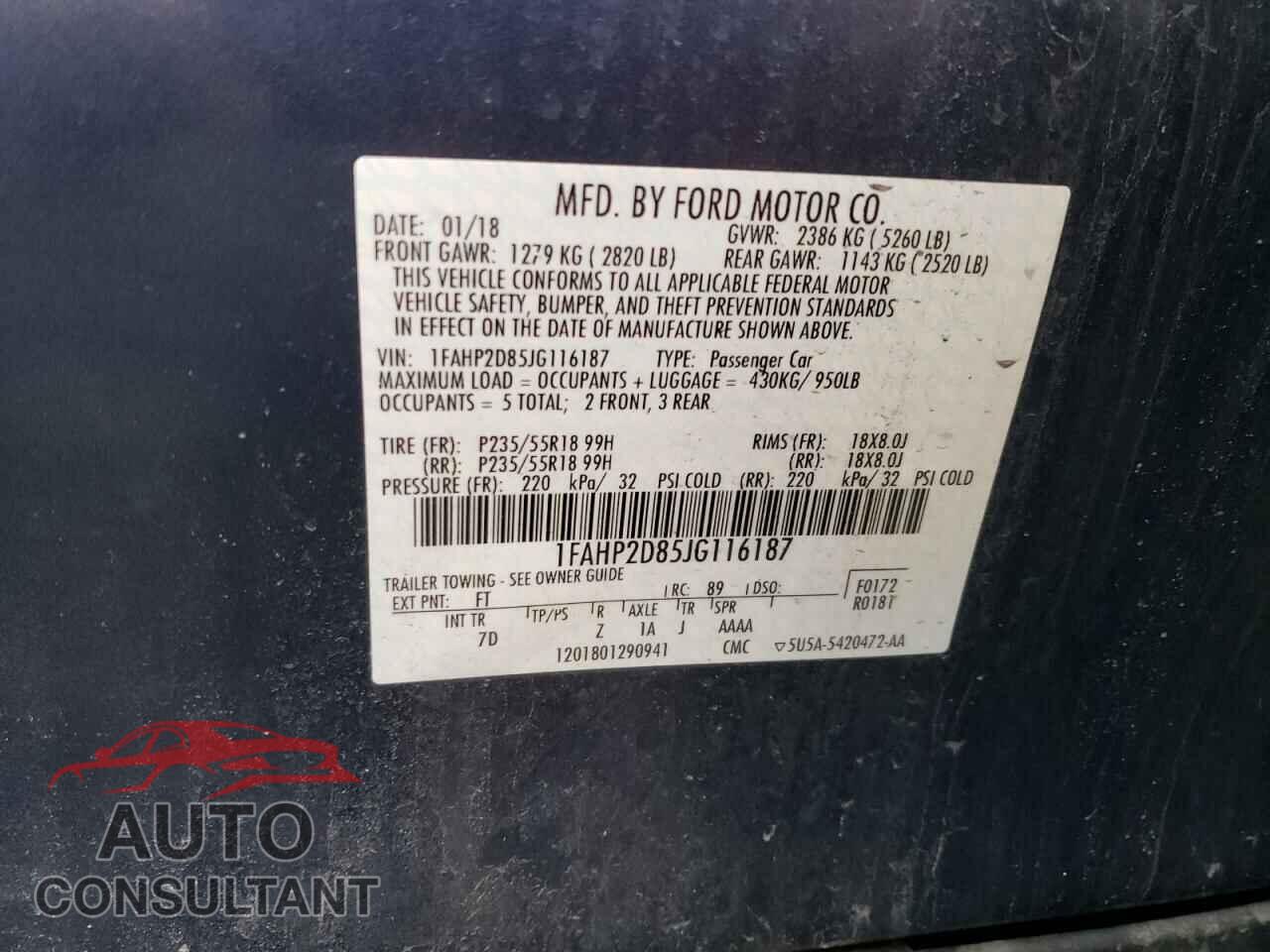 FORD TAURUS 2018 - 1FAHP2D85JG116187