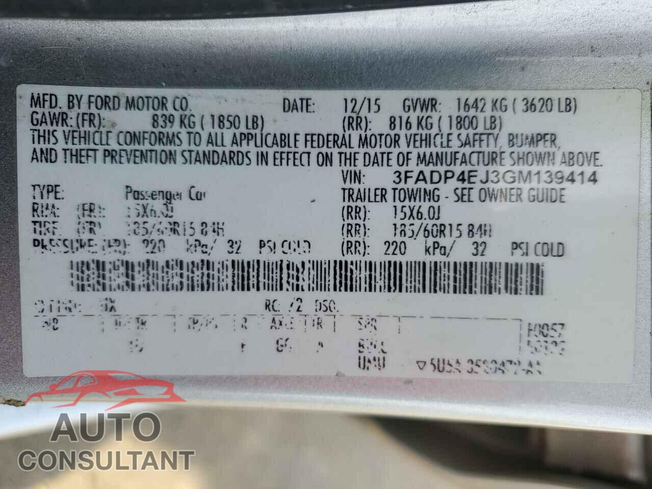 FORD FIESTA 2016 - 3FADP4EJ3GM139414