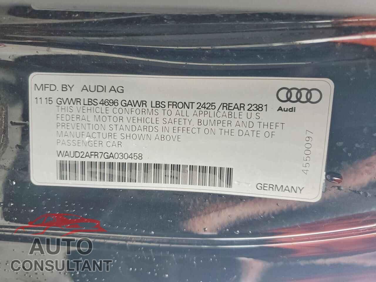 AUDI A5 2016 - WAUD2AFR7GA030458