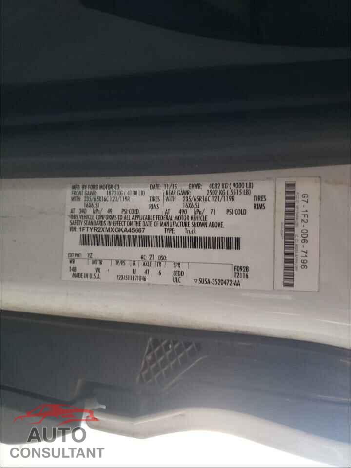 FORD TRANSIT CO 2016 - 1FTYR2XMXGKA45667