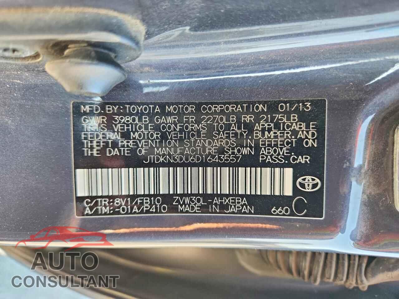 TOYOTA PRIUS 2013 - JTDKN3DU6D1643557