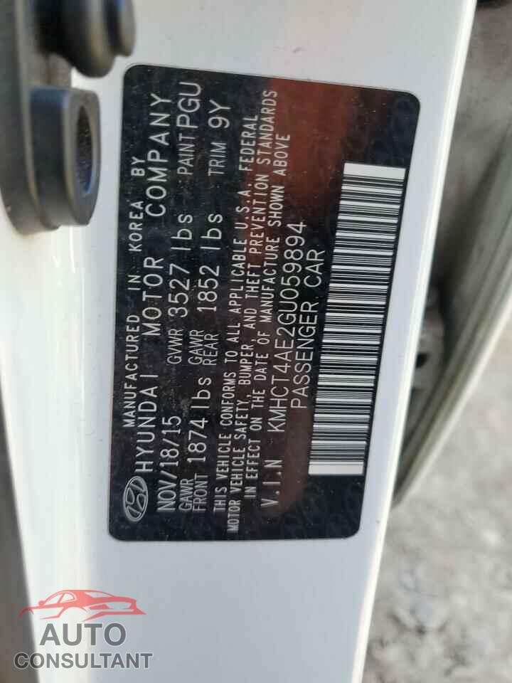 HYUNDAI ACCENT 2016 - KMHCT4AE2GU059894